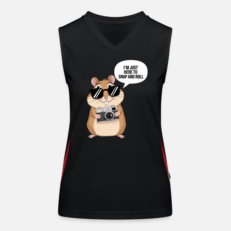 Photographer Hamster: Here to snap and roll Women's Functional Contrast Tank Top