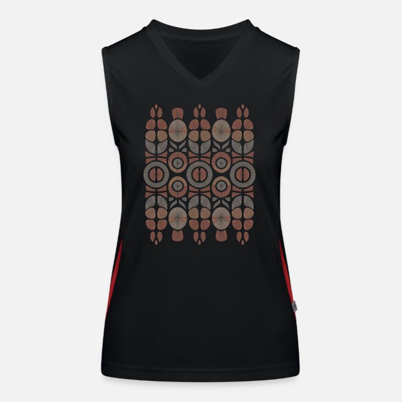 African Boho Pattern Circles and Leaves Women's Functional Contrast Tank Top