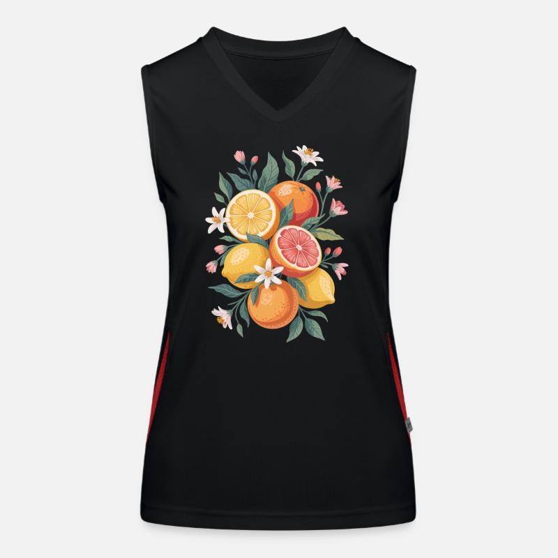 Style bohème avec des agrumes et des fleurs Débardeur respirant contrasté Femme