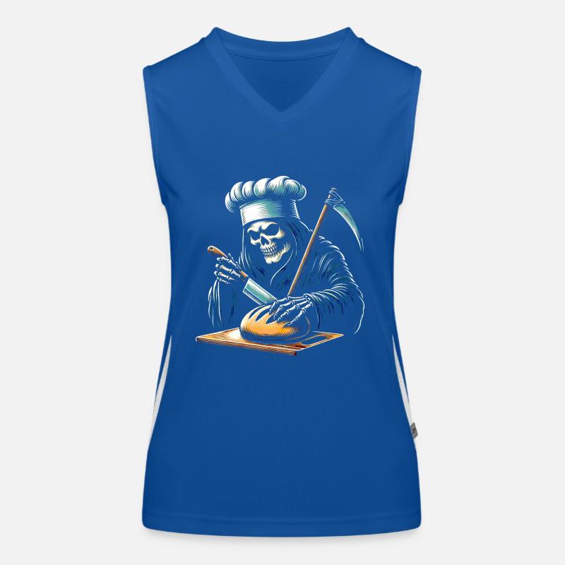 Skull Skeleton Reaper Cuts Bread Women's Functional Contrast Tank Top