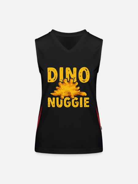 Dino Nuggets Dinosaurier Chicken Nuggets - Funktionelles Kontrast-Tank Top für Frauen - Schwarz/Rot - Vorne