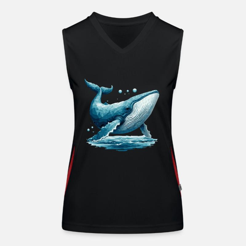 Cute Polygon Style Whale with Air Bubbles Women's Functional Contrast Tank Top