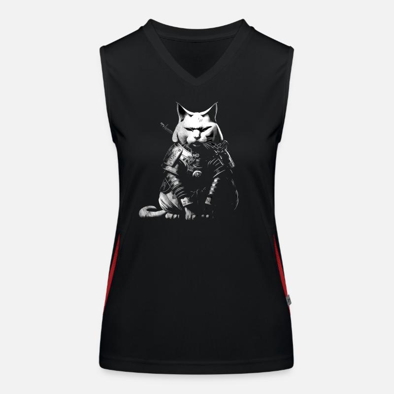 cool samurai cat Funktionelles Kontrast-Tank Top für Frauen