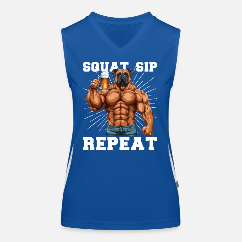 Bodybuilder Gym Beer Squat Sip Repeat Women's Functional Contrast Tank Top