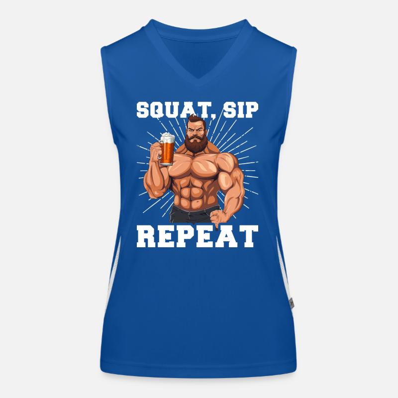 Bodybuilder Gym Bier Squat Sip Repeat Funktionelles Kontrast-Tank Top für Frauen