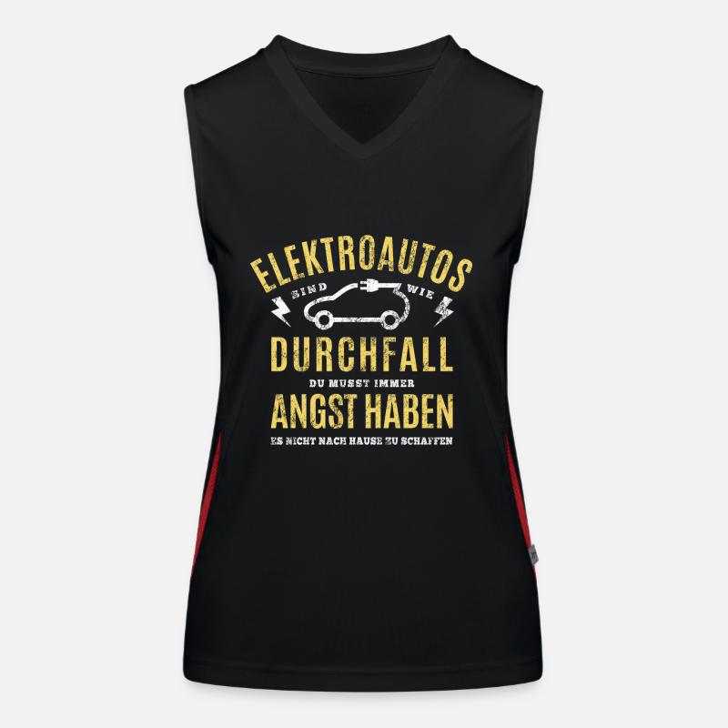 Elektroautos sind wie Durchfall E-Auto Reichweite Funktionelles Kontrast-Tank Top für Frauen