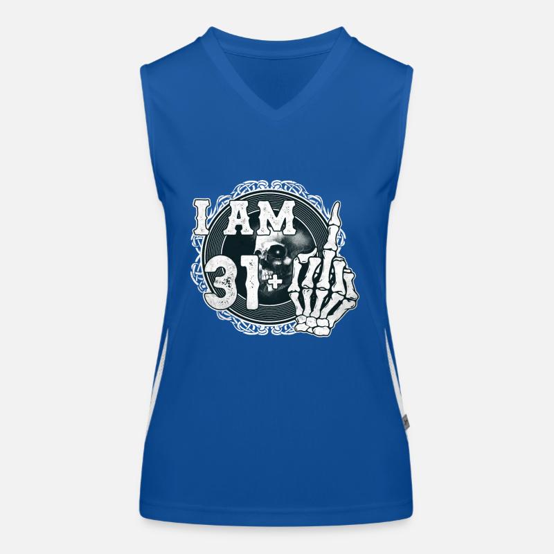I'm 31 plus 1 middle finger Skull funny 32nd Women's Functional Contrast Tank Top
