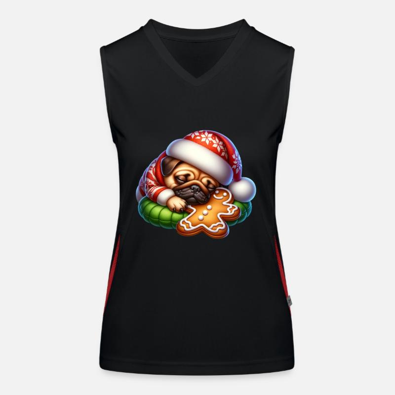 Mops Schläft mit Lebkuchen Funktionelles Kontrast-Tank Top für Frauen