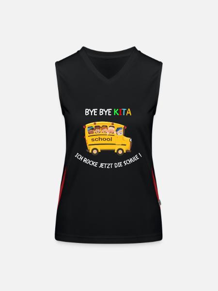 Bye Bye Kita, maintenant je berce l’école! - Débardeur respirant contrasté Femme - noir/rouge - Devant