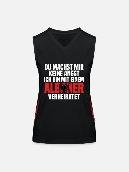 Du machst mir Keine Angst ich bin mit einem Albane - Funktionelles Kontrast-Tank Top für Frauen - Schwarz/Rot - Vorne