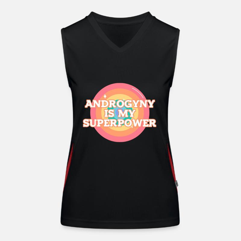 Androgynous LGBTQI Queer Tomboy Nonbinary - Women's Functional Contrast Tank Top - black/red