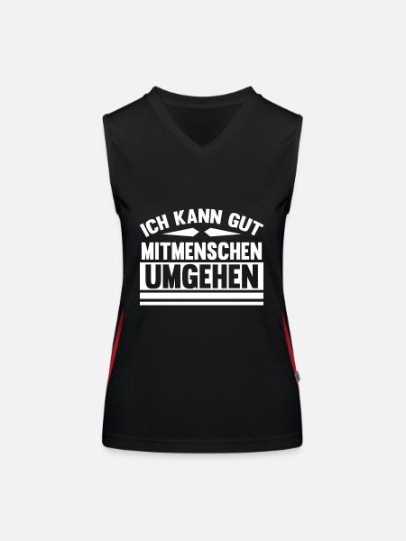 Ich kann gut Mitmenschen umgehen - Funktionelles Kontrast-Tank Top für Frauen - Schwarz/Rot - Vorne