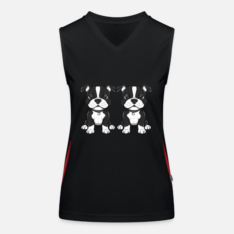 Pit Terrier Dog Comic Women's Functional Contrast Tank Top