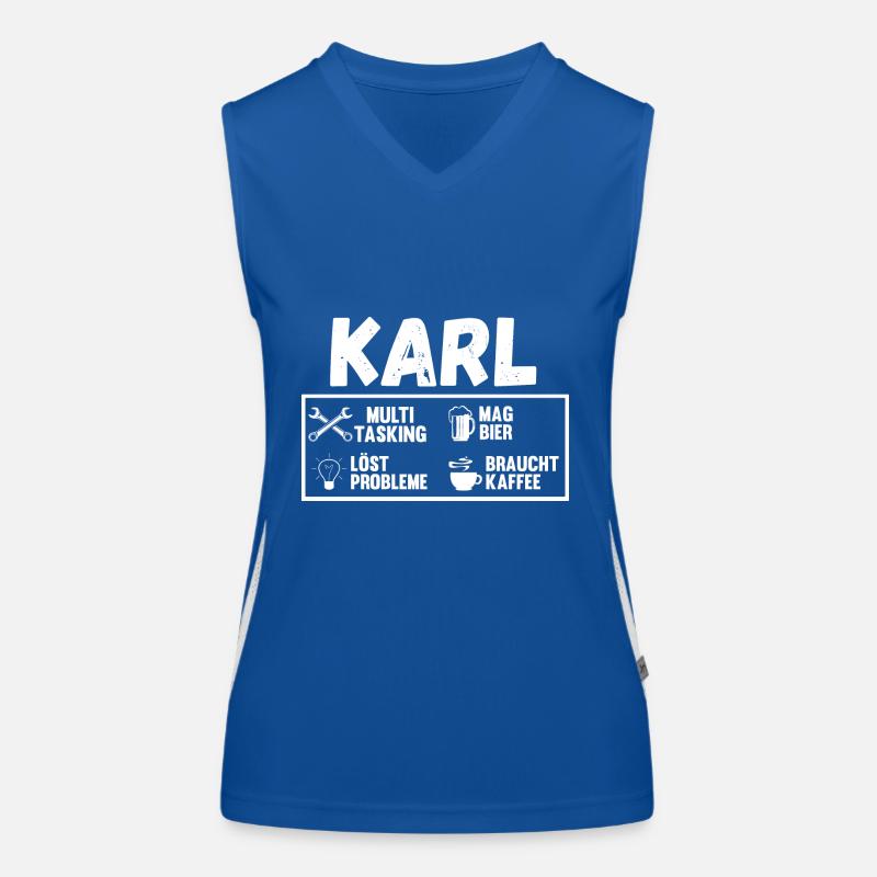 Vorname Name Karl Funktionelles Kontrast-Tank Top für Frauen