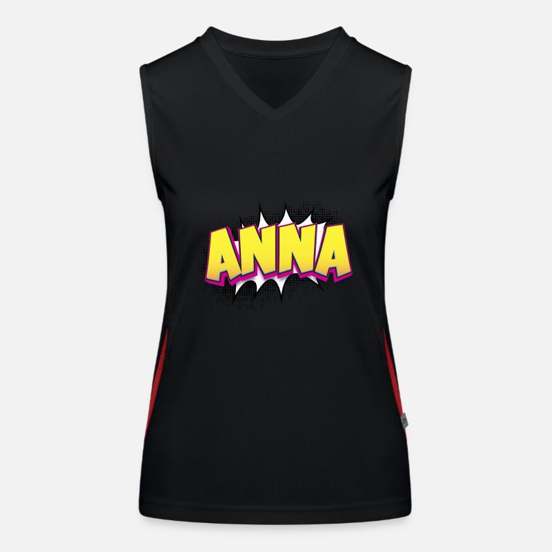 Anna Custom Name Comic Book Style Pop Art, Anna Women's Functional Contrast Tank Top