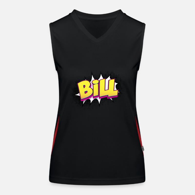 Bill Custom Name Comic Book Style Pop Art, Bill Women's Functional Contrast Tank Top