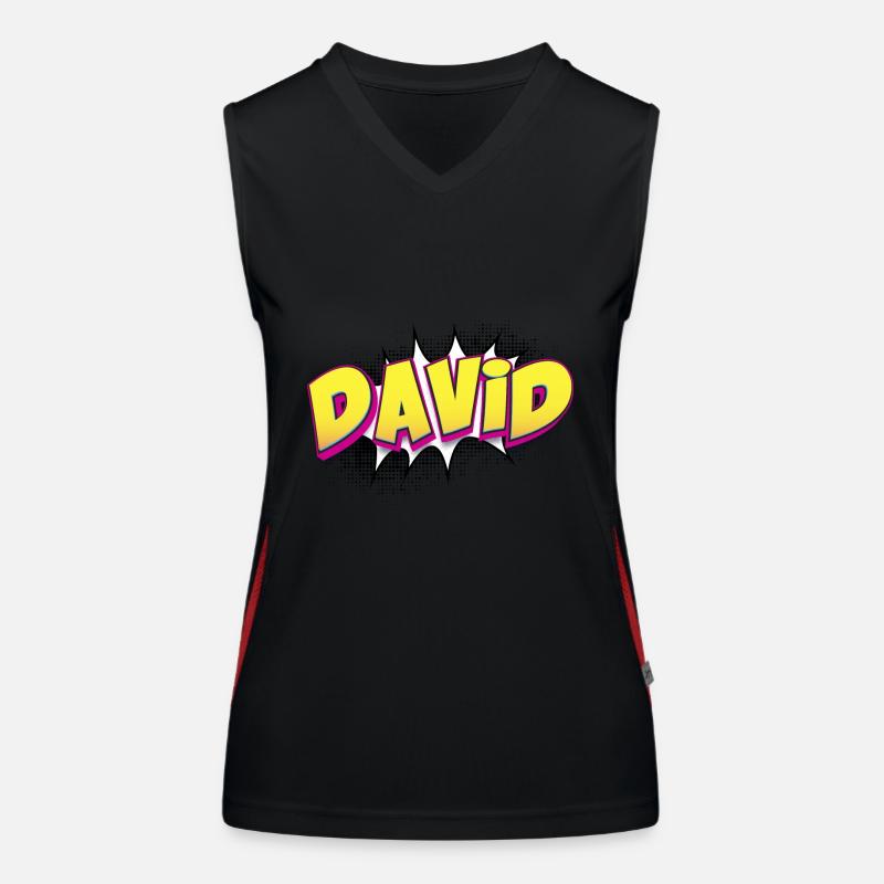 David Benutzerdefinierter Name Comic-Stil Pop-Art, David Funktionelles Kontrast-Tank Top für Frauen