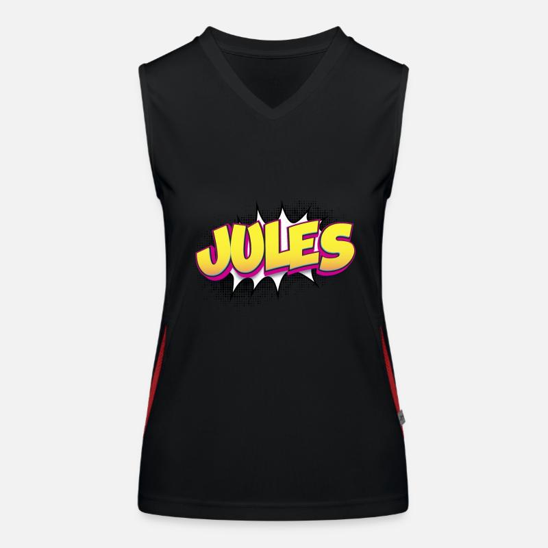 Jules Custom Name Comic Book Style Pop Art, Jules Women's Functional Contrast Tank Top