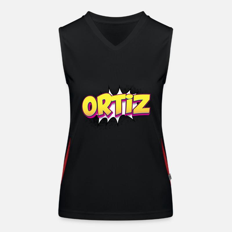 Ortiz Benutzerdefinierter Name Comic-Buch-Stil Pop-Art, Ortiz Funktionelles Kontrast-Tank Top für Frauen