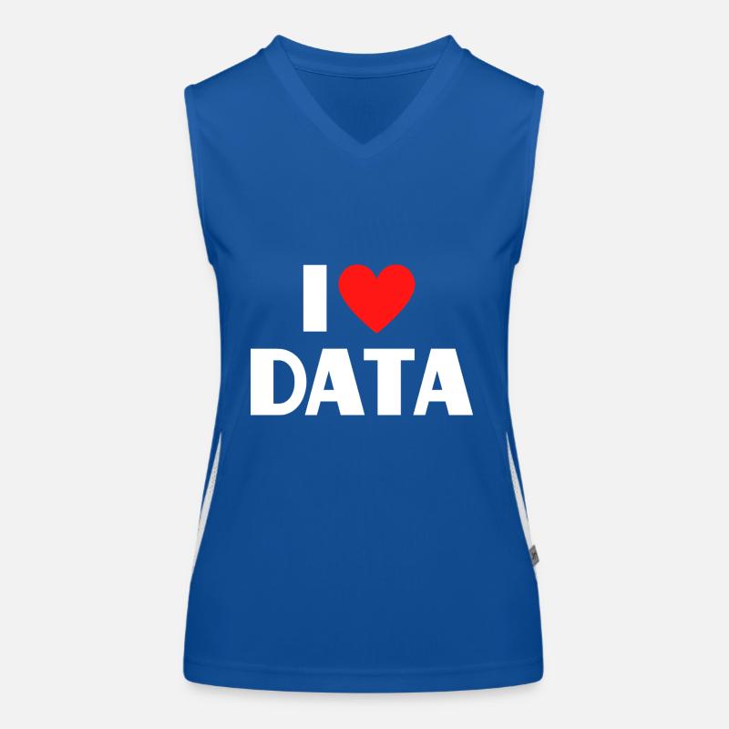 Ich liebe Daten Lustiger Computer Nerd Spruch Funktionelles Kontrast-Tank Top für Frauen