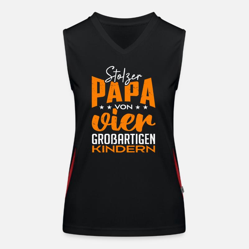 Stolzer Papa von vier Kindern Funktionelles Kontrast-Tank Top für Frauen