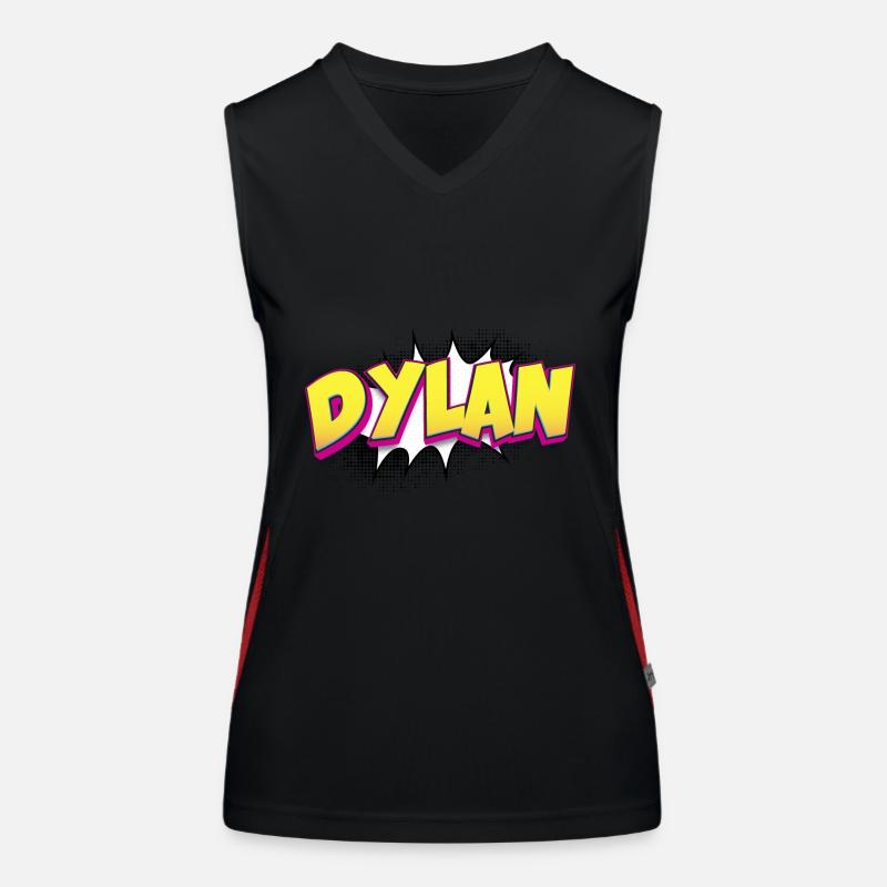 Dylan Nom personnalisé Style bande dessinée Pop Art, Dylan Débardeur respirant contrasté Femme