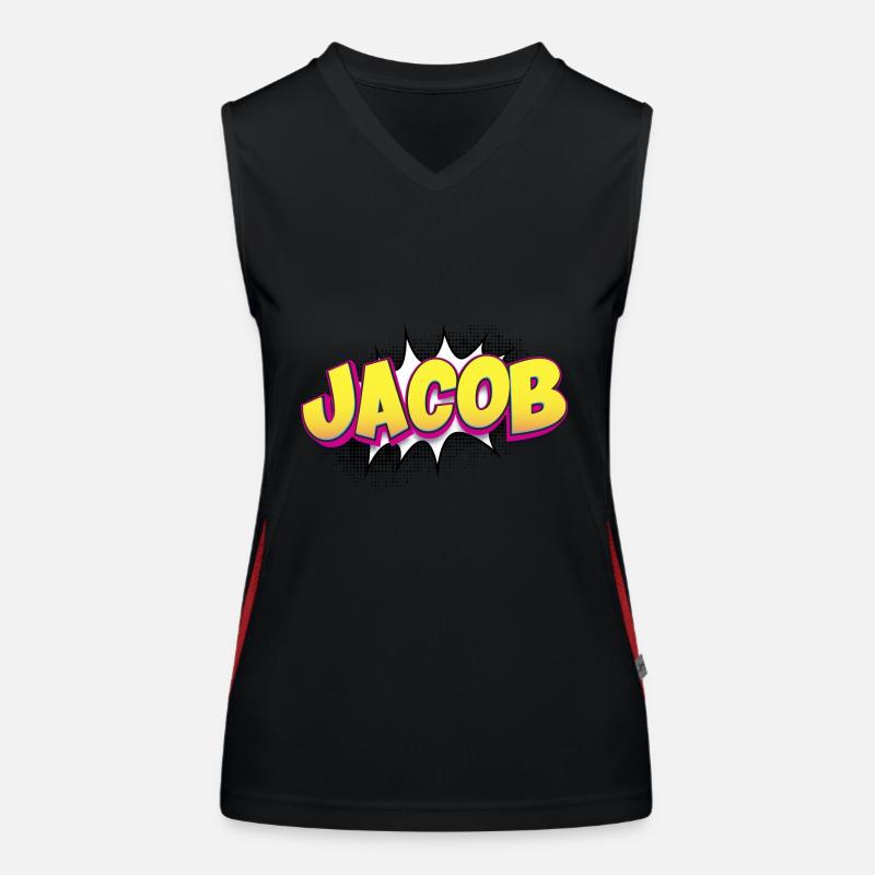 Jacob Benutzerdefinierter Name Comic-Stil Pop-Art, Jacob Funktionelles Kontrast-Tank Top für Frauen