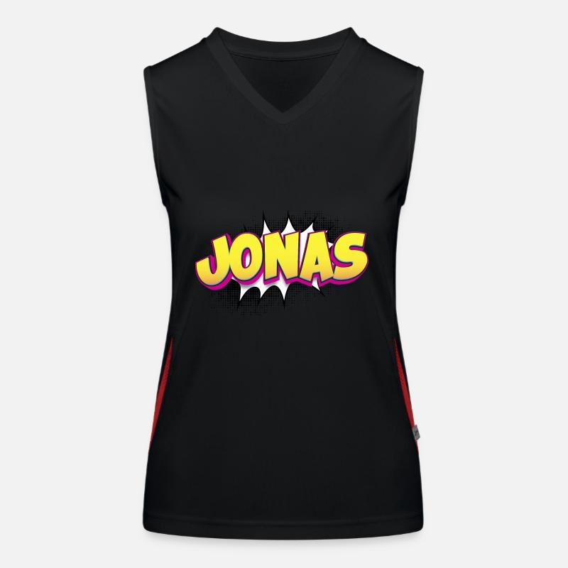 Jonas Benutzerdefinierter Name Comic-Stil Pop-Art, Jonas Funktionelles Kontrast-Tank Top für Frauen