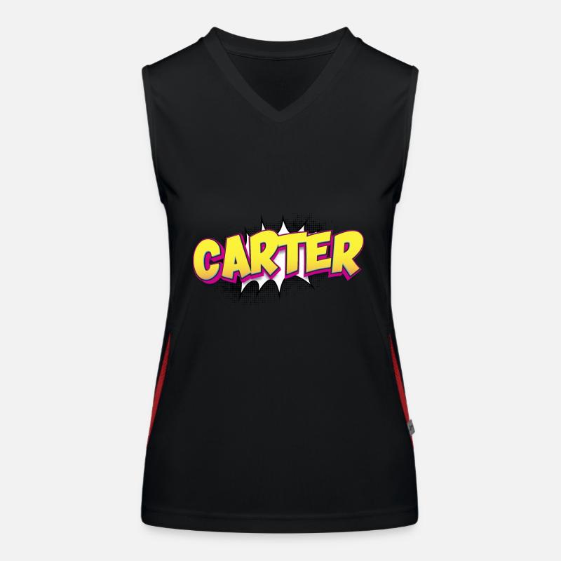 Carter Custom Name Comic Book Style Pop Art, Women's Functional Contrast Tank Top