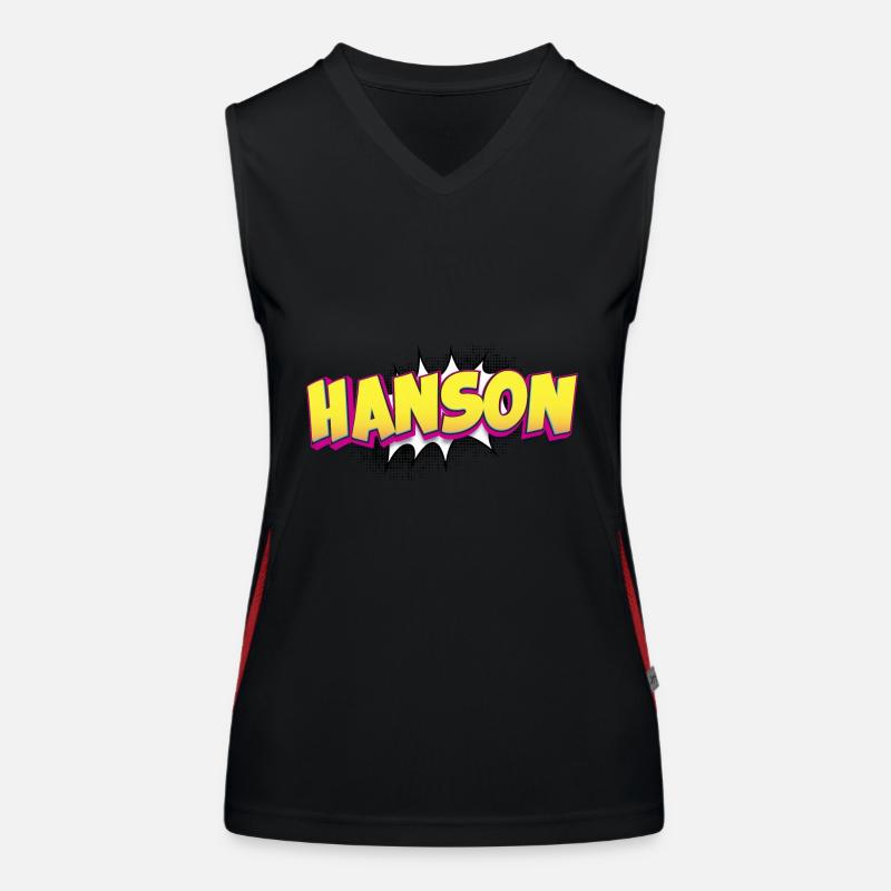 Hanson Benutzerdefinierter Name Comic-Stil Pop-Art, Funktionelles Kontrast-Tank Top für Frauen