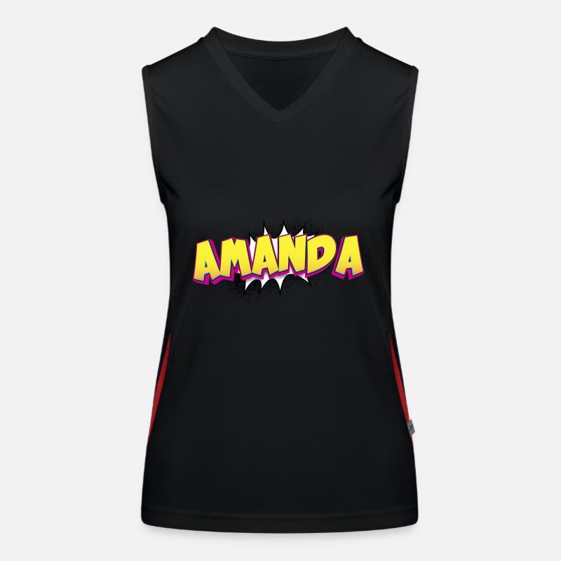 Amanda Custom Name Comic Book Style Pop Art, Women's Functional Contrast Tank Top