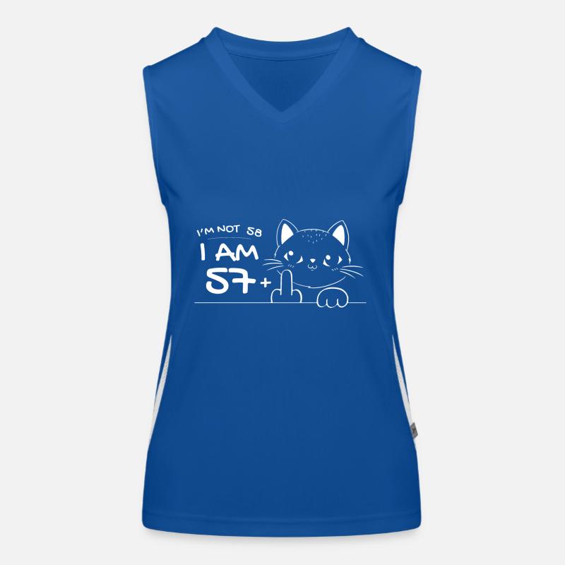 Ich bin nicht 58, ich bin 57 plus 1 Mittelfinger Katzenflip Funktionelles Kontrast-Tank Top für Frauen