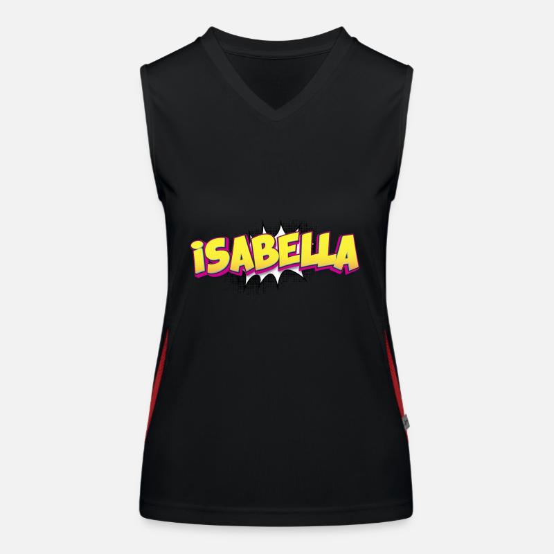 Isabella Custom Name Comic Book Style Pop Art, Women's Functional Contrast Tank Top