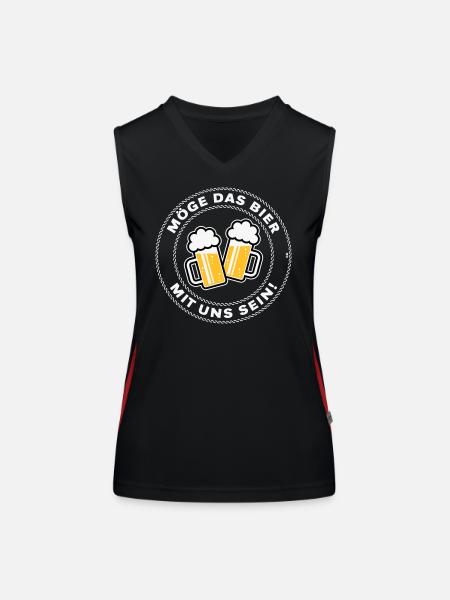 Möge Das Bier Mit Uns Sein! (Spruch / 3C / NEG) - Funktionelles Kontrast-Tank Top für Frauen - Schwarz/Rot - Vorne