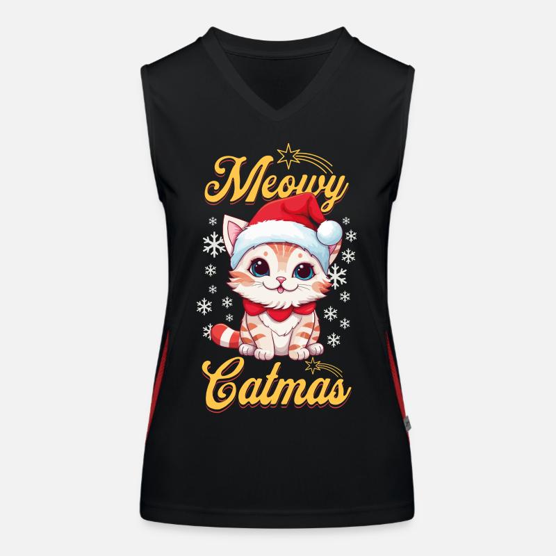 Chat Noël Joyeux Miaou Catmas Laide Mignon Débardeur respirant contrasté Femme
