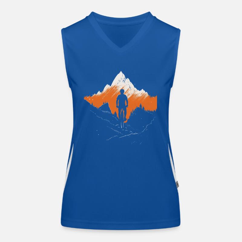 Mountain biker rides through the mountains - orange Women's Functional Contrast Tank Top