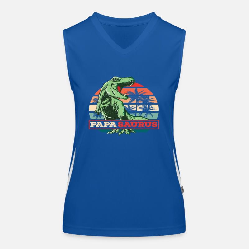 Papasaurus Vatertag Dinosaurier T-Rex Geschenkidee Funktionelles Kontrast-Tank Top für Frauen