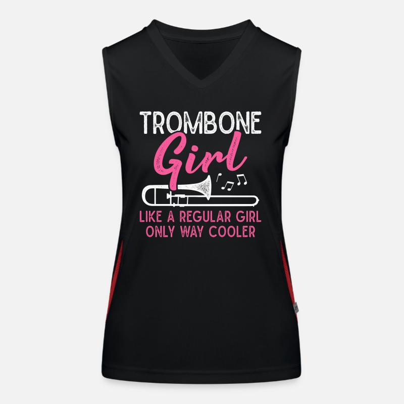 Posaune Mädchen Blasmusik Orchester Posaunist Funktionelles Kontrast-Tank Top für Frauen