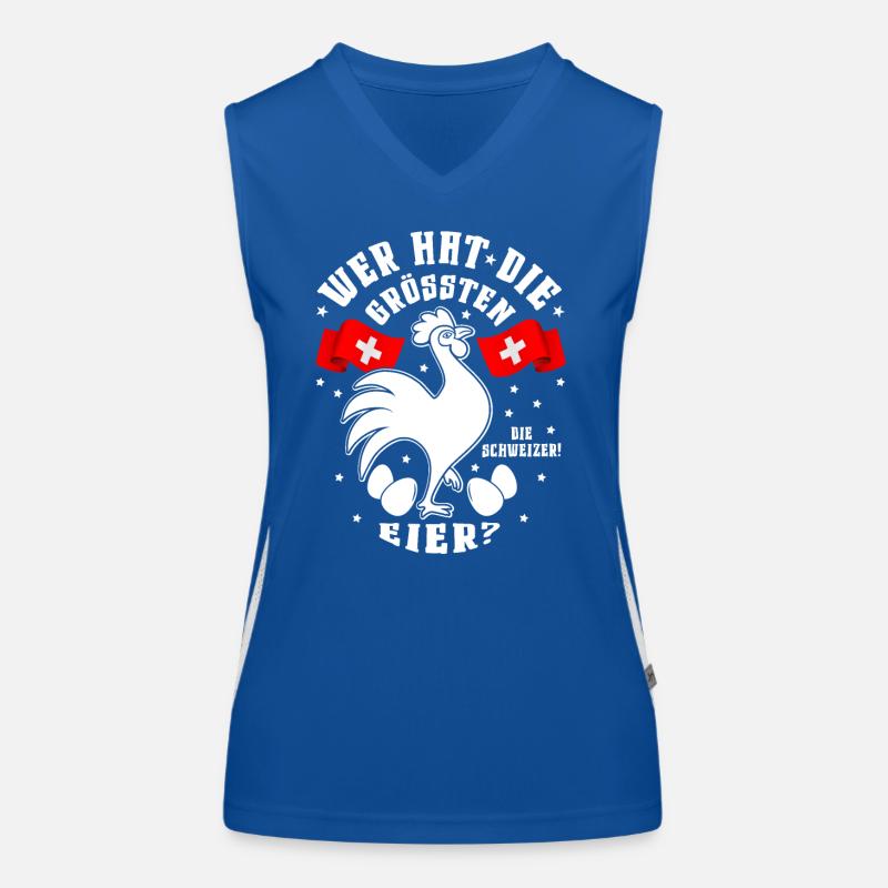 Für den Schweizer Bauer mit den grössten Eiern! Funktionelles Kontrast-Tank Top für Frauen