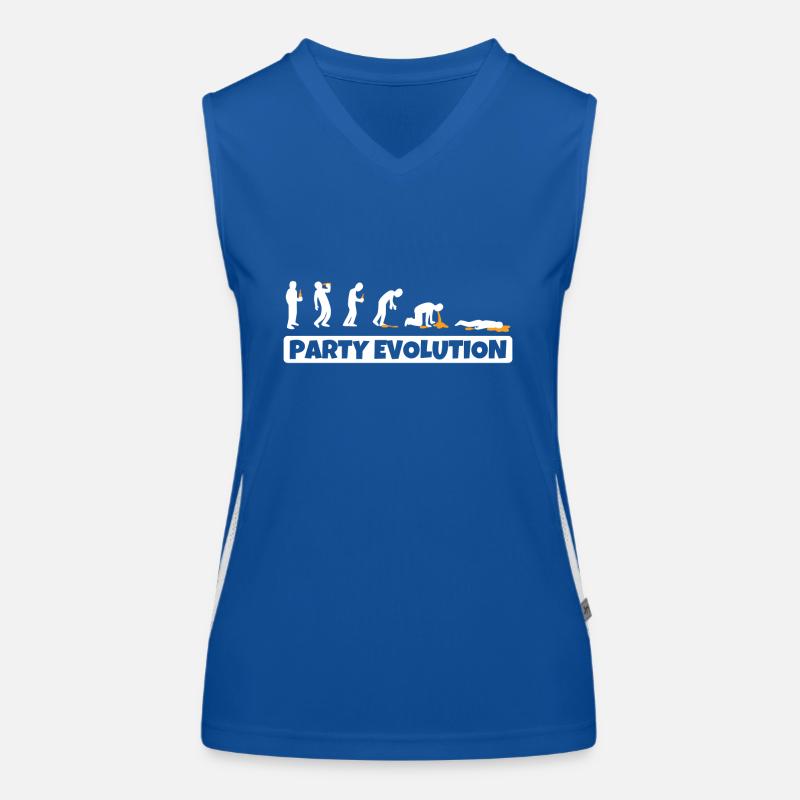 Party Evolution Beer Drunk Booze Intoxication Women's Functional Contrast Tank Top