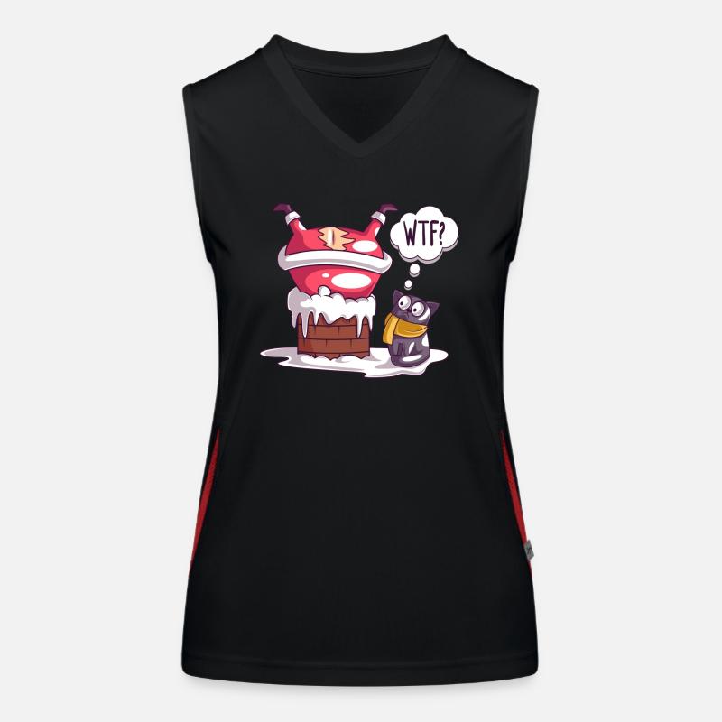Cheminée du Père Noël Chat Émerveillé WTF Débardeur respirant contrasté Femme