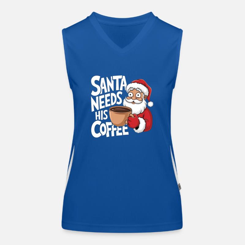 Santa Needs His Coffee Funktionelles Kontrast-Tank Top für Frauen