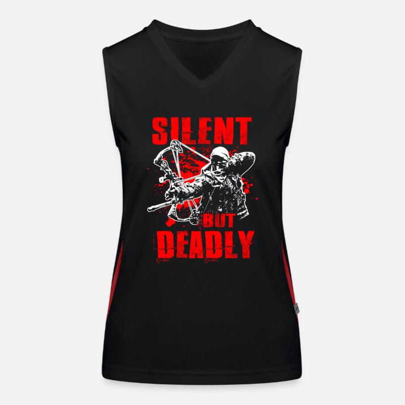Silent But Deadly Bowhunting Bogenjagd Compound Bo Funktionelles Kontrast-Tank Top für Frauen