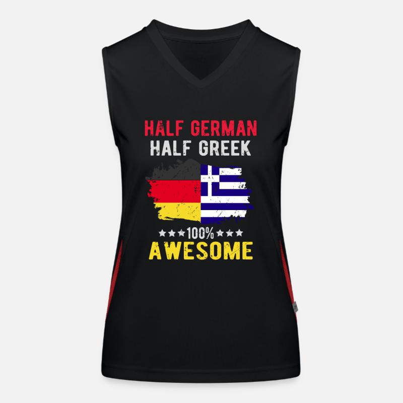 Halb Deutsch Halb Grieche Funktionelles Kontrast-Tank Top für Frauen