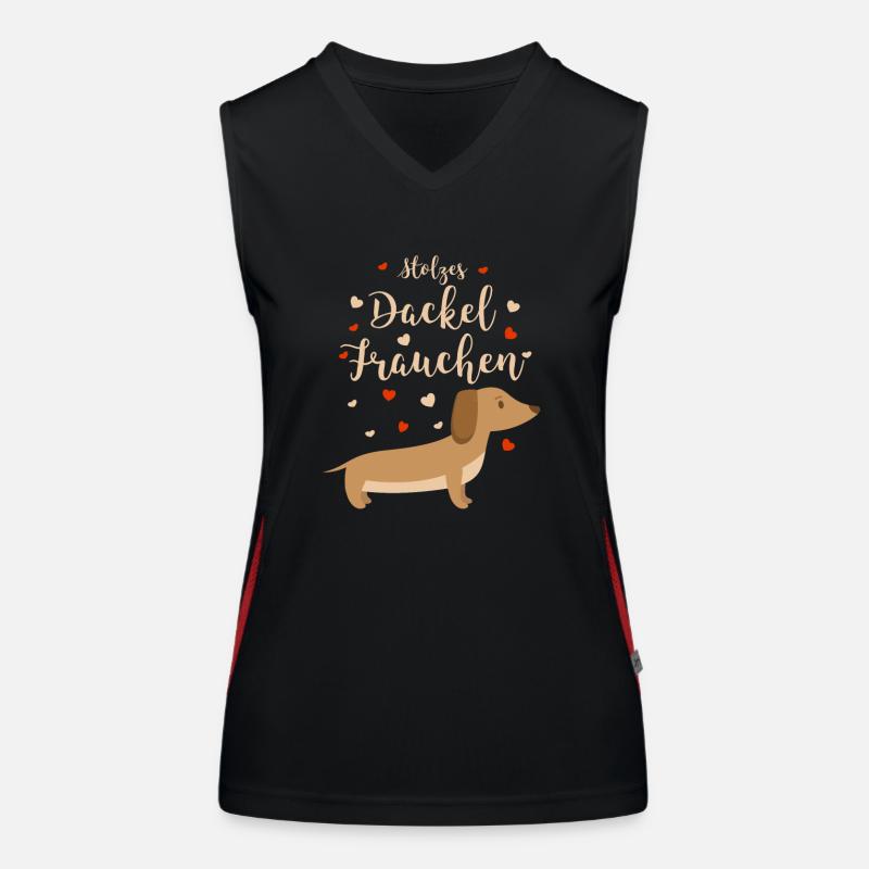 Fier teckel maîtresse chien cadeau Débardeur respirant contrasté Femme