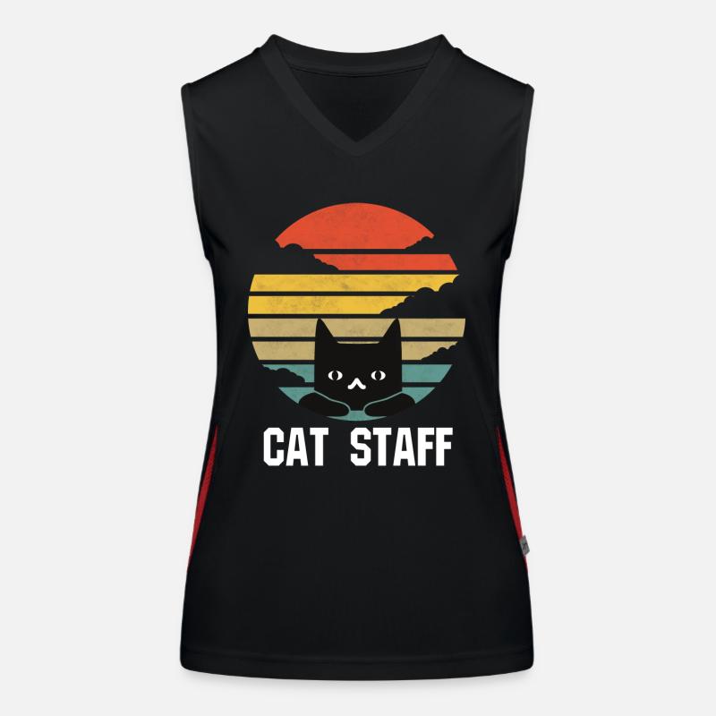 cat staff retro Funktionelles Kontrast-Tank Top für Frauen