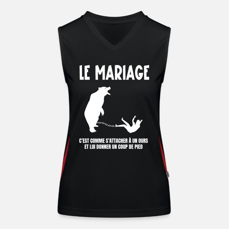 le mariage c'est comme s'accrocher à un ours Débardeur respirant contrasté Femme
