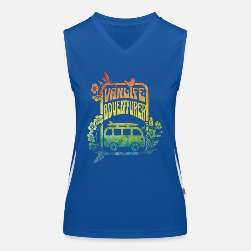 Vanlife - Regenbogenfarbene Blumen Funktionelles Kontrast-Tank Top für Frauen