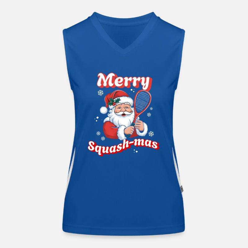 Weihnachtsmann mit Squashschläger Merry Squashmas Funktionelles Kontrast-Tank Top für Frauen