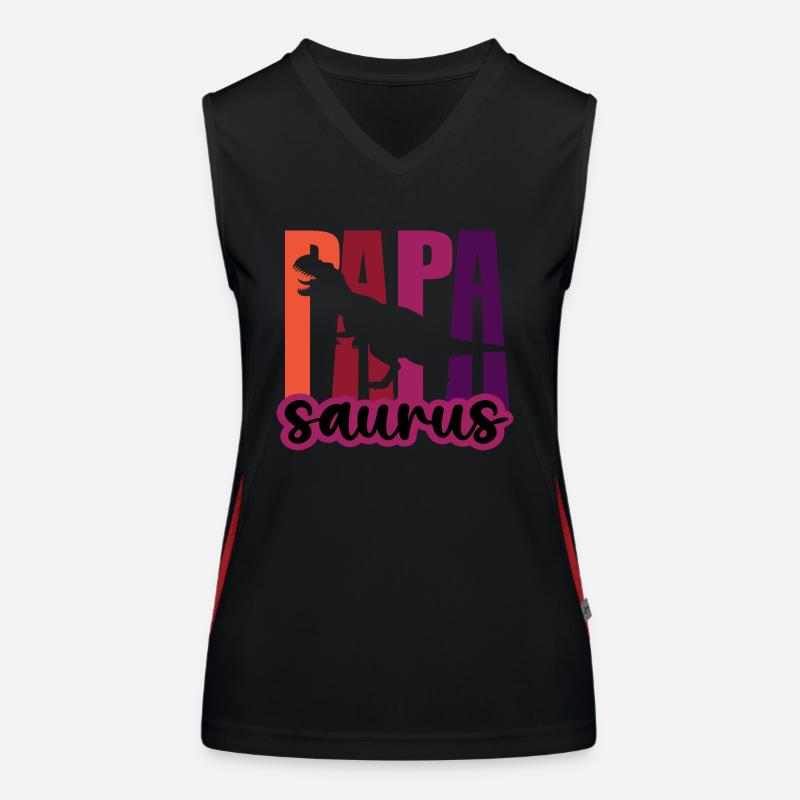 Papasaurus Vatertag Dinosaurier T-Rex Geschenkidee Funktionelles Kontrast-Tank Top für Frauen